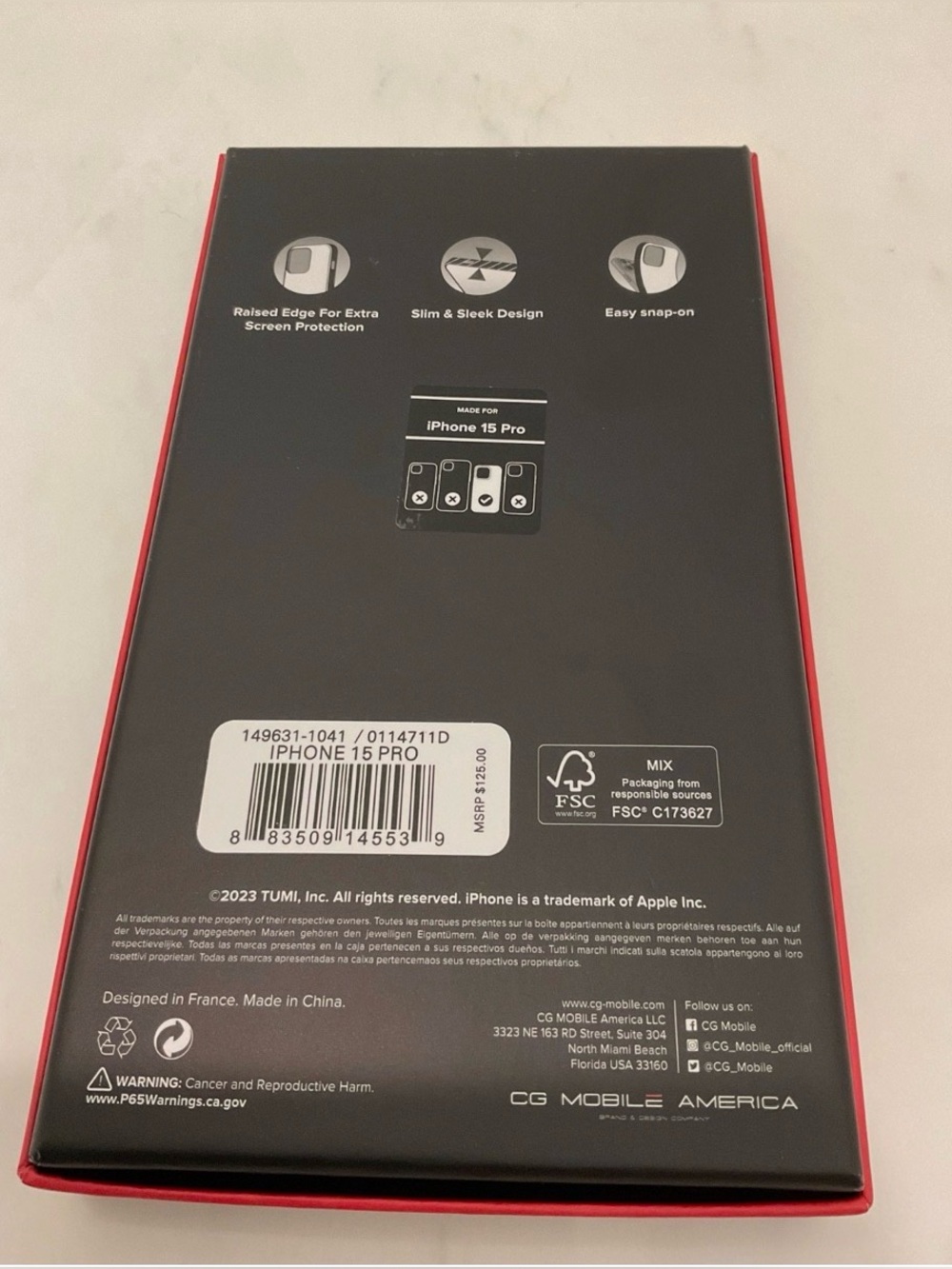 NIB Tumi 19 Degree POLYCARBONATE Apple iPhone 15 Pro Phone Case - BLACK - Picture 5 of 8